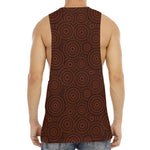 Brown Aboriginal Dot Pattern Print Men's Muscle Tank Top