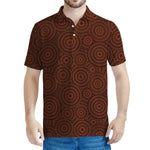 Brown Aboriginal Dot Pattern Print Men's Polo Shirt