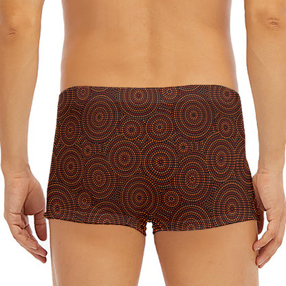 Brown Aboriginal Dot Pattern Print Men's Short Boxer Briefs