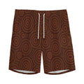 Brown Aboriginal Dot Pattern Print Men's Athletic Shorts