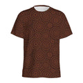 Brown Aboriginal Dot Pattern Print Men's Athletic T-Shirt