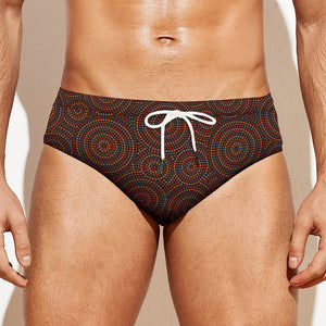 Brown Aboriginal Dot Pattern Print Men's Swim Briefs