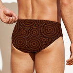 Brown Aboriginal Dot Pattern Print Men's Swim Briefs