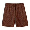 Brown Aboriginal Dot Pattern Print Men's Swim Trunks