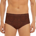 Brown Aboriginal Dot Pattern Print Men's Triangle Swim Briefs