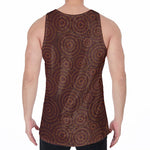 Brown Aboriginal Dot Pattern Print Men's Velvet Tank Top