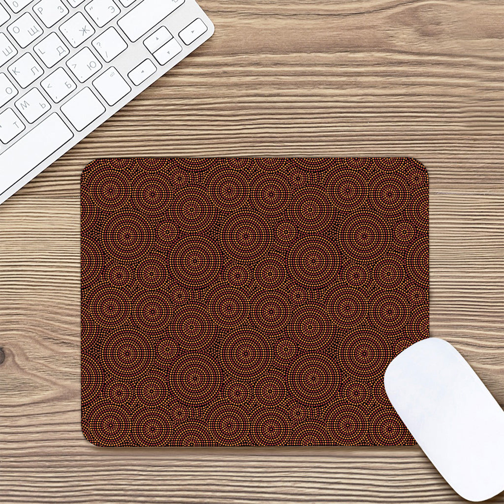 Brown Aboriginal Dot Pattern Print Mouse Pad