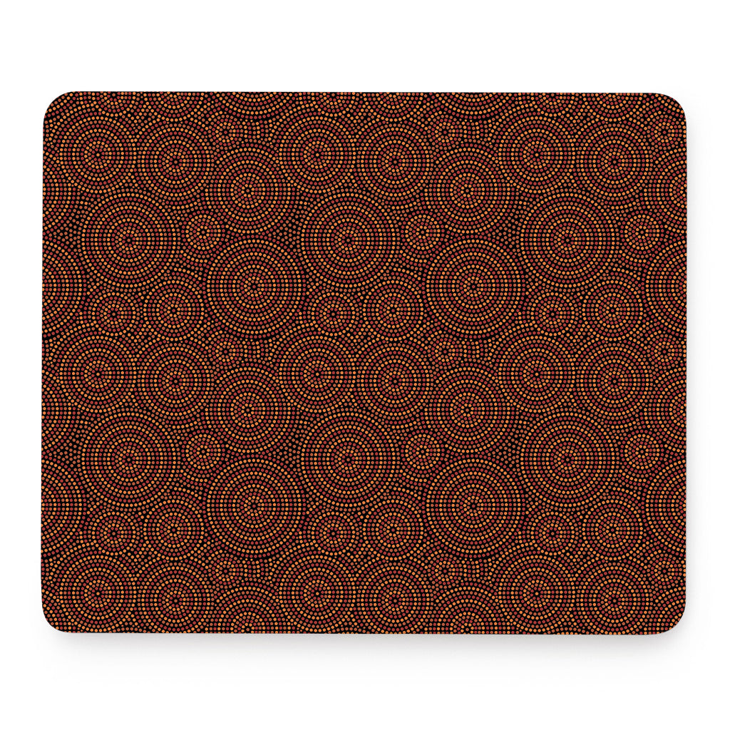 Brown Aboriginal Dot Pattern Print Mouse Pad