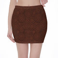 Brown Aboriginal Dot Pattern Print Pencil Mini Skirt