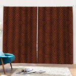 Brown Aboriginal Dot Pattern Print Pencil Pleat Curtains