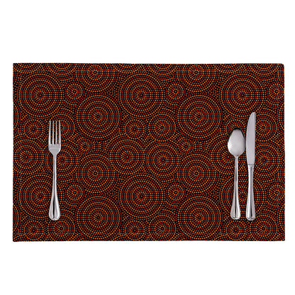 Brown Aboriginal Dot Pattern Print Placemat