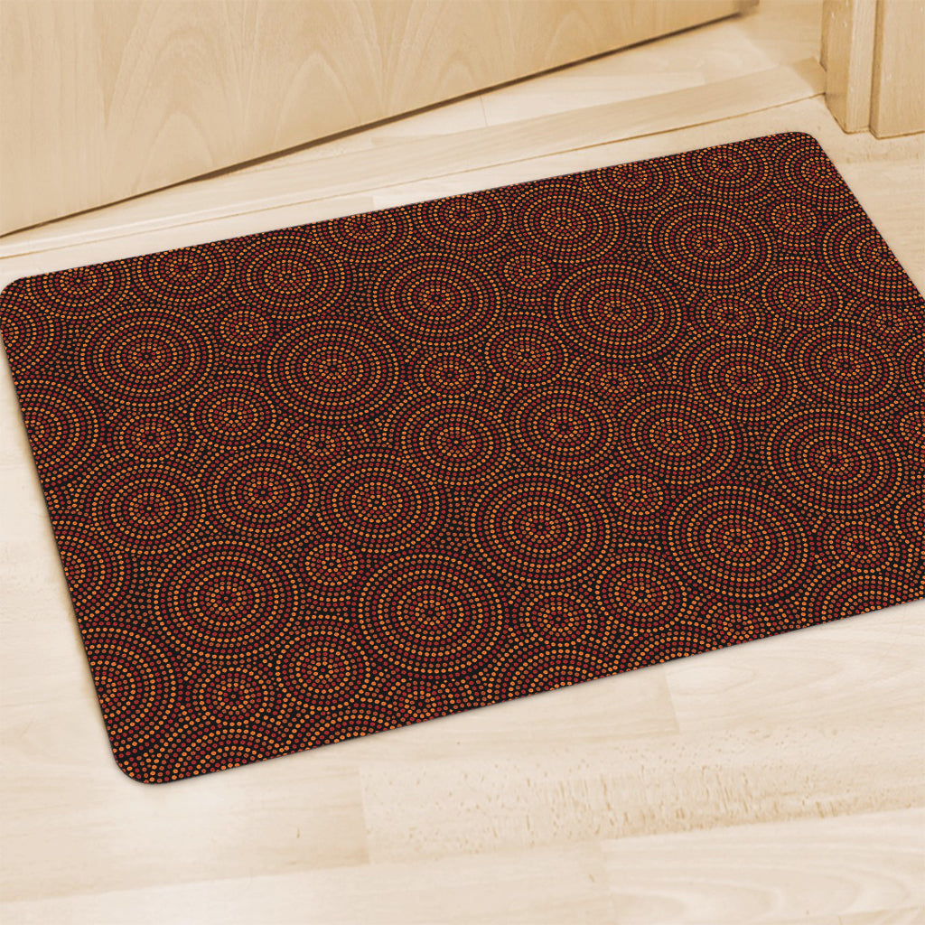Brown Aboriginal Dot Pattern Print Polyester Doormat
