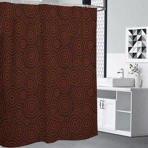 Brown Aboriginal Dot Pattern Print Premium Shower Curtain