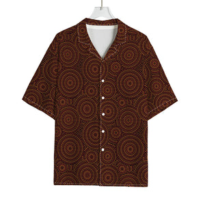 Brown Aboriginal Dot Pattern Print Rayon Hawaiian Shirt