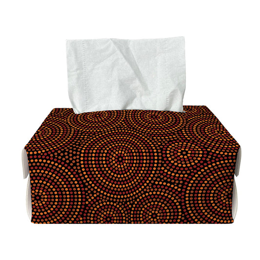 Brown Aboriginal Dot Pattern Print Rectangle Tissue Box Cover