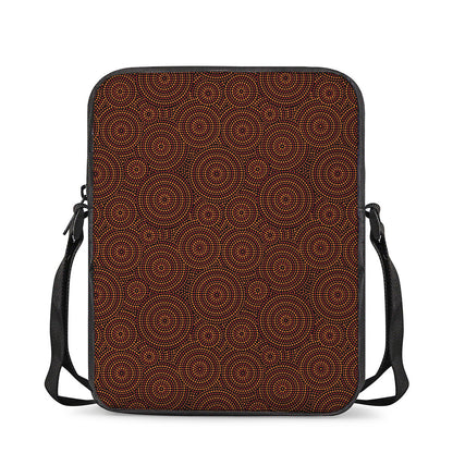 Brown Aboriginal Dot Pattern Print Rectangular Crossbody Bag