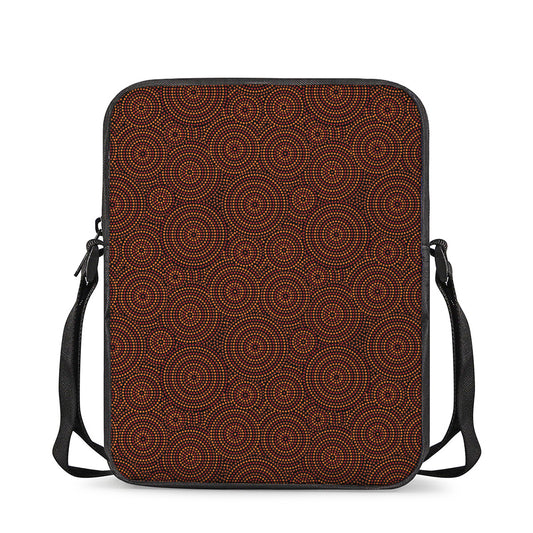 Brown Aboriginal Dot Pattern Print Rectangular Crossbody Bag