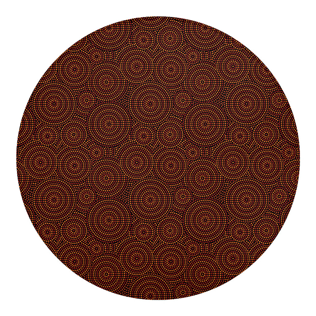 Brown Aboriginal Dot Pattern Print Round Blanket