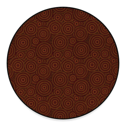 Brown Aboriginal Dot Pattern Print Round Floor Mat