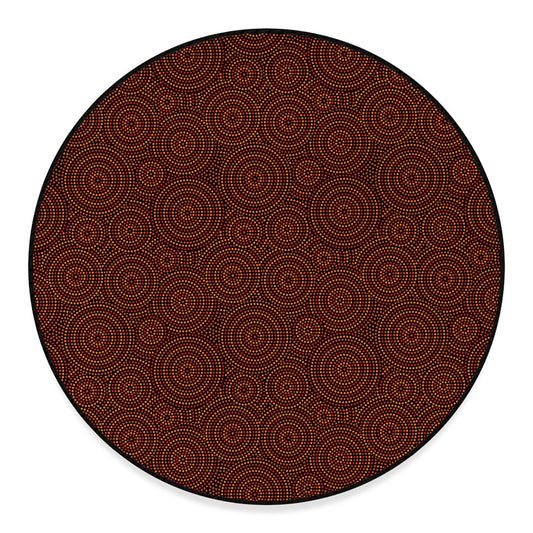 Brown Aboriginal Dot Pattern Print Round Floor Mat