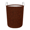 Brown Aboriginal Dot Pattern Print Round Laundry Basket
