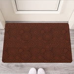 Brown Aboriginal Dot Pattern Print Rubber Doormat