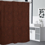 Brown Aboriginal Dot Pattern Print Shower Curtain