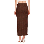 Brown Aboriginal Dot Pattern Print Side Slit Maxi Skirt