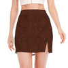 Brown Aboriginal Dot Pattern Print Side Slit Mini Skirt