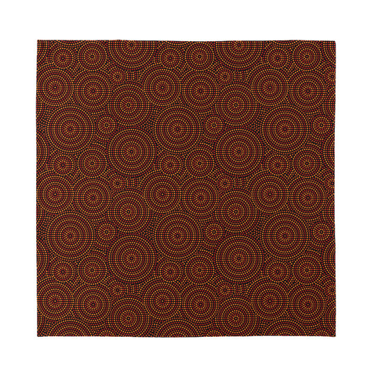 Brown Aboriginal Dot Pattern Print Silk Bandana