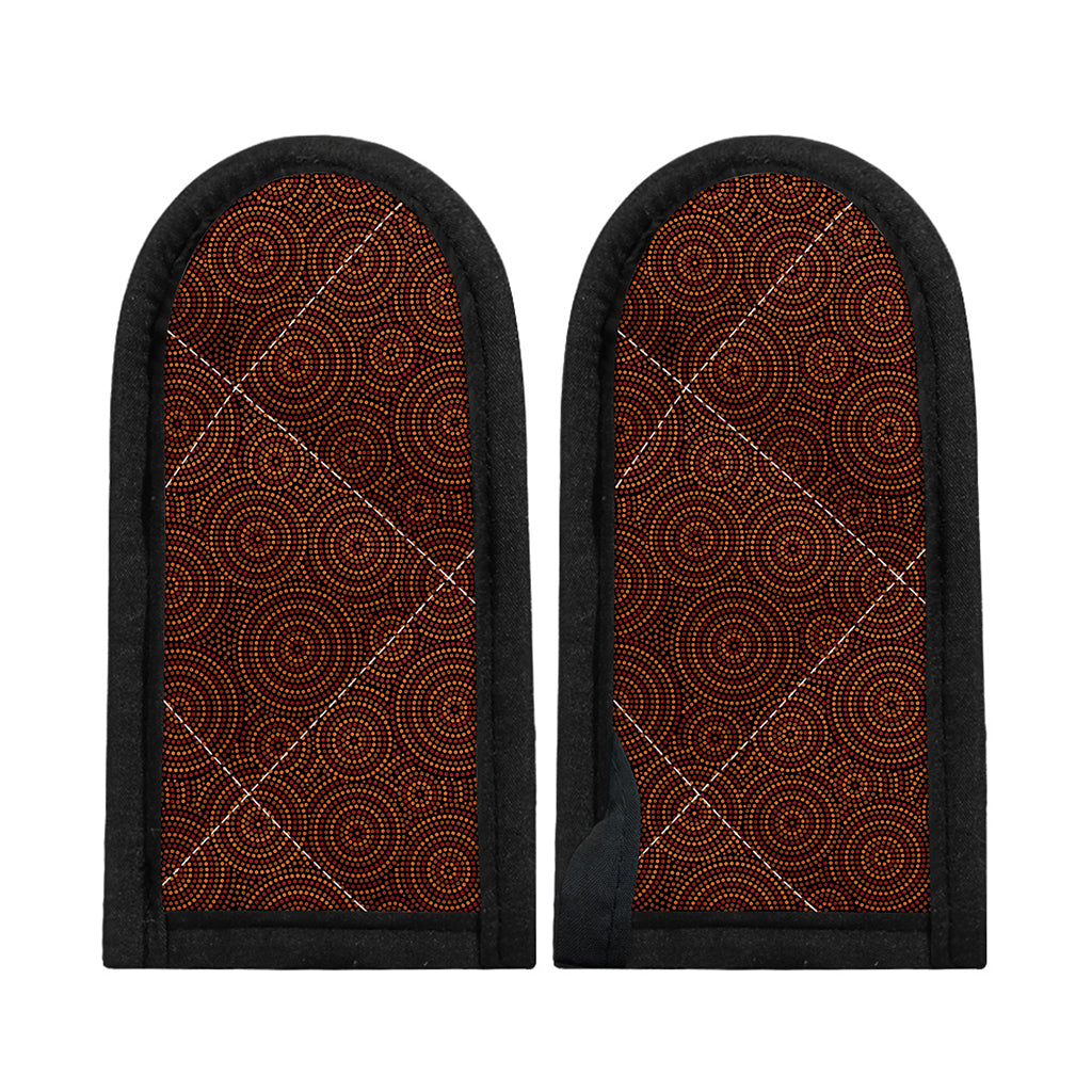 Brown Aboriginal Dot Pattern Print Skillet Handle Cover