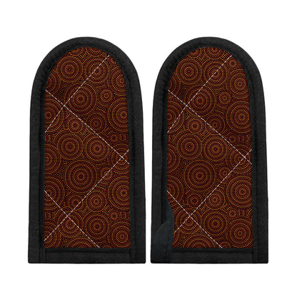 Brown Aboriginal Dot Pattern Print Skillet Handle Cover