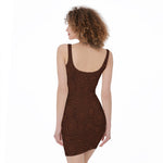 Brown Aboriginal Dot Pattern Print Sleeveless Bodycon Dress