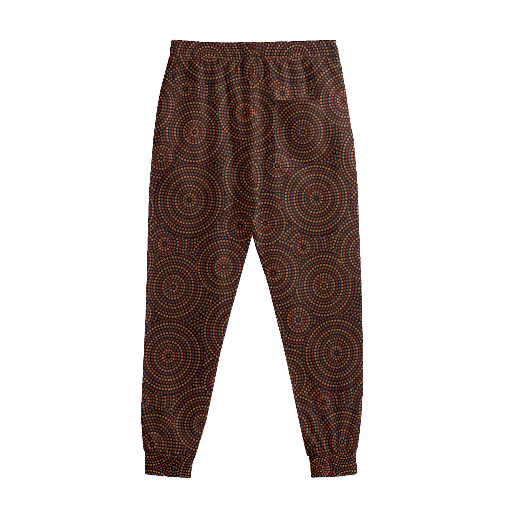 Brown Aboriginal Dot Pattern Print Sweatpants
