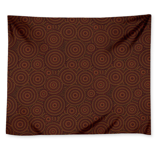 Brown Aboriginal Dot Pattern Print Tapestry