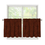 Brown Aboriginal Dot Pattern Print Tier Curtains