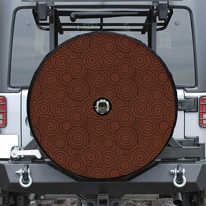 Brown Aboriginal Dot Pattern Print Tire Cover With Camera Hole