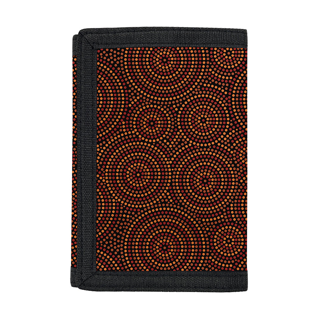 Brown Aboriginal Dot Pattern Print Trifold Wallet