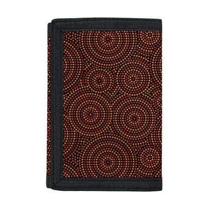 Brown Aboriginal Dot Pattern Print Trifold Wallet