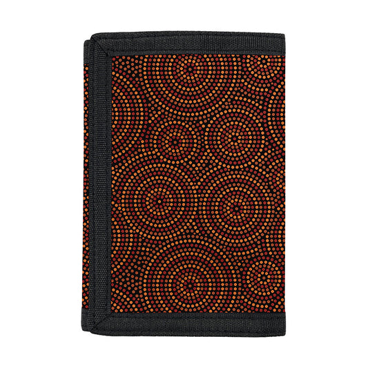 Brown Aboriginal Dot Pattern Print Trifold Wallet