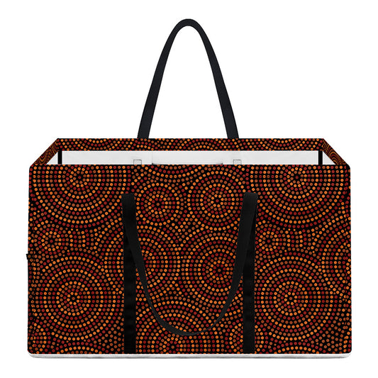 Brown Aboriginal Dot Pattern Print Utility Tote Bag
