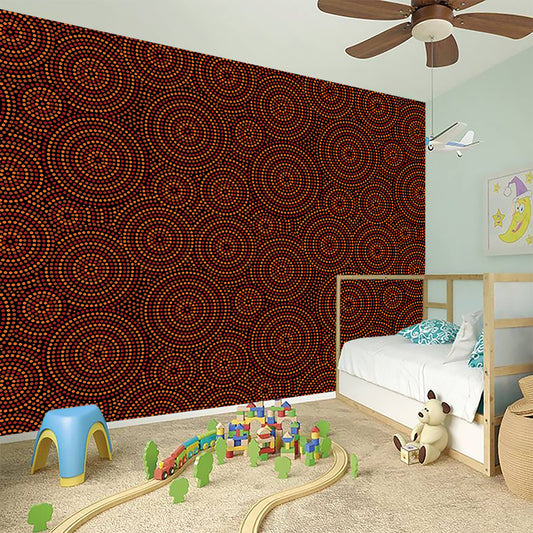 Brown Aboriginal Dot Pattern Print Wall Sticker