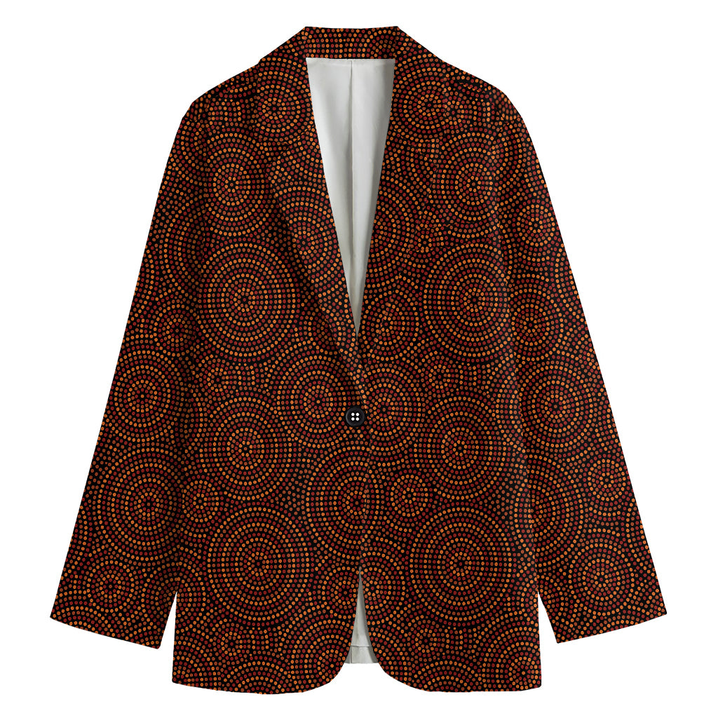 Brown Aboriginal Dot Pattern Print Women's Blazer