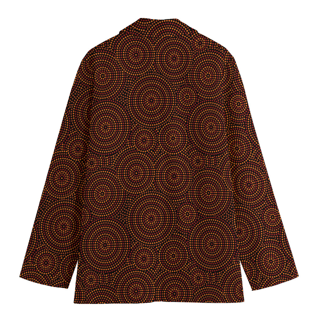 Brown Aboriginal Dot Pattern Print Women's Blazer