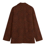 Brown Aboriginal Dot Pattern Print Women's Cotton Blazer