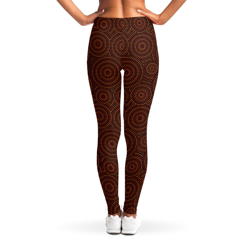Brown Aboriginal Dot Pattern Print Women's Leggings