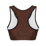 Brown Aboriginal Dot Pattern Print Women's Sports Bra
