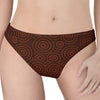 Brown Aboriginal Dot Pattern Print Women's Thong