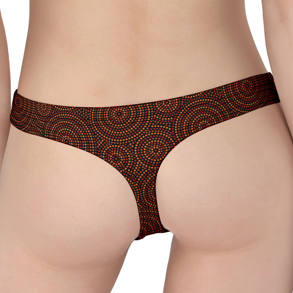 Brown Aboriginal Dot Pattern Print Women's Thong