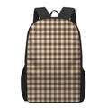 Brown And Beige Buffalo Check Print 17 Inch Backpack